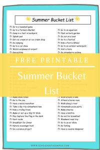 Summer Bucket List - Kinda Sorta Simple